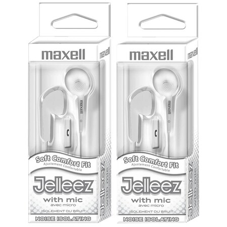 Maxell Jelleez Soft Earbuds with Mic, White, PK2 MAX199728